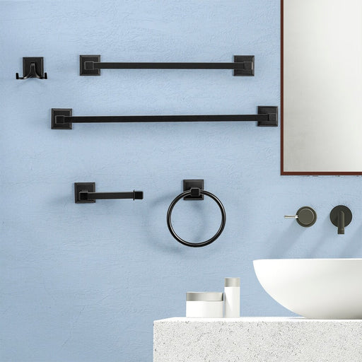 Vanity Art 5 Pieces Bathroom Hardware Set Wall Mounted Bath Accessory Kit, Include Towel Bar Toilet Paper Holder Robe Hook and Towel Ring - HomeBeyond
