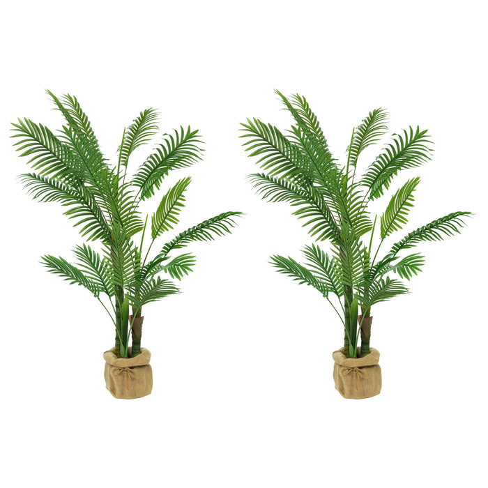 Vanity Art 50.39-inches Artificial Palm Plant in Planter | Stems Real Touch Artificial Faux Trees, Large Faux Potted Tropical Plant for Indoor or Outdoor Decoration, MLTGP-3319GR, (Set of 2) - HomeBeyond