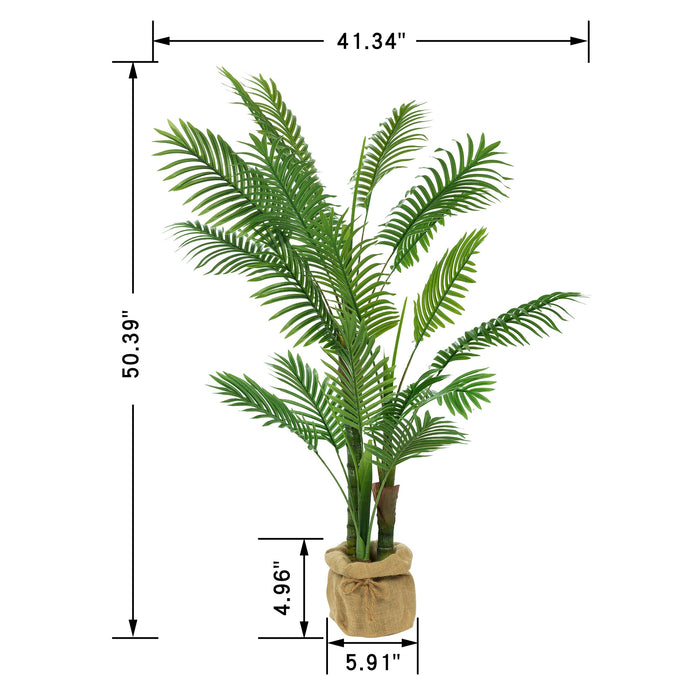 Vanity Art 50.39-inches Artificial Palm Plant in Planter | Stems Real Touch Artificial Faux Trees, Large Faux Potted Tropical Plant for Indoor or Outdoor Decoration, MLTGP-3319GR, (Set of 2) - HomeBeyond
