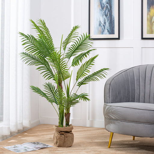 Vanity Art 50.39-inches Artificial Palm Plant in Planter | Stems Real Touch Artificial Faux Trees, Large Faux Potted Tropical Plant for Indoor or Outdoor Decoration, MLTGP-3319GR, (Set of 2) - HomeBeyond