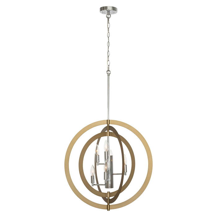Vanity Art 6 Light Globe Candle Style Chandelier, Modern Hanging Lighting, Ceiling Lights Fixtures for Dining Room Living Room Bed Room Kitchen, Brass Dust/Chrome, 22106BD-CH - HomeBeyond