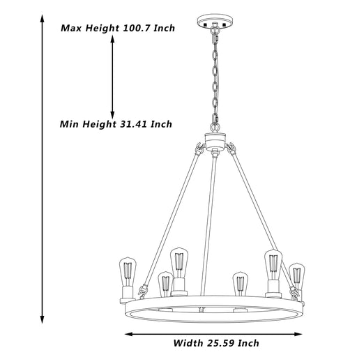 Vanity Art 6-Lights Wagon Wheel Chandelier Lighting Farmhouse Candle Brass Ceiling Light Fixture for Living Room 10556AS - HomeBeyond