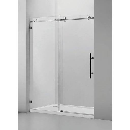 Vanity Art 60 x 76 Inches Frameless Single Sliding Glass Barn Shower Door Chrome - VASSD6076CH - HomeBeyond