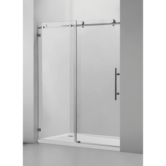 Vanity Art 60 x 76 Inches Frameless Single Sliding Glass Barn Shower Door Chrome - VASSD6076CH - HomeBeyond