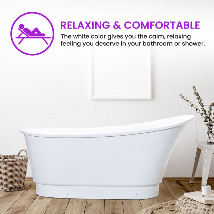 Vanity Art 67 x 32 Inches Freestanding Acrylic Bathtub Modern Stand Alone Soaking Tub - HomeBeyond