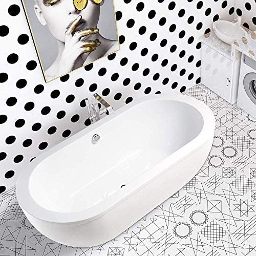 Vanity Art 71 x 34 Inches Freestanding White Acrylic Bathtub UPC certified Modern Stand Alone Soaking Tub - HomeBeyond