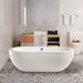 Vanity Art 71 x 34 Inches Freestanding White Acrylic Bathtub UPC certified Modern Stand Alone Soaking Tub - HomeBeyond