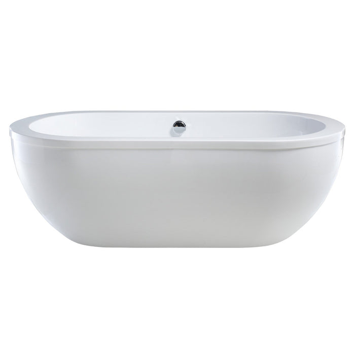 Vanity Art 71 x 34 Inches Freestanding White Acrylic Bathtub UPC certified Modern Stand Alone Soaking Tub - HomeBeyond