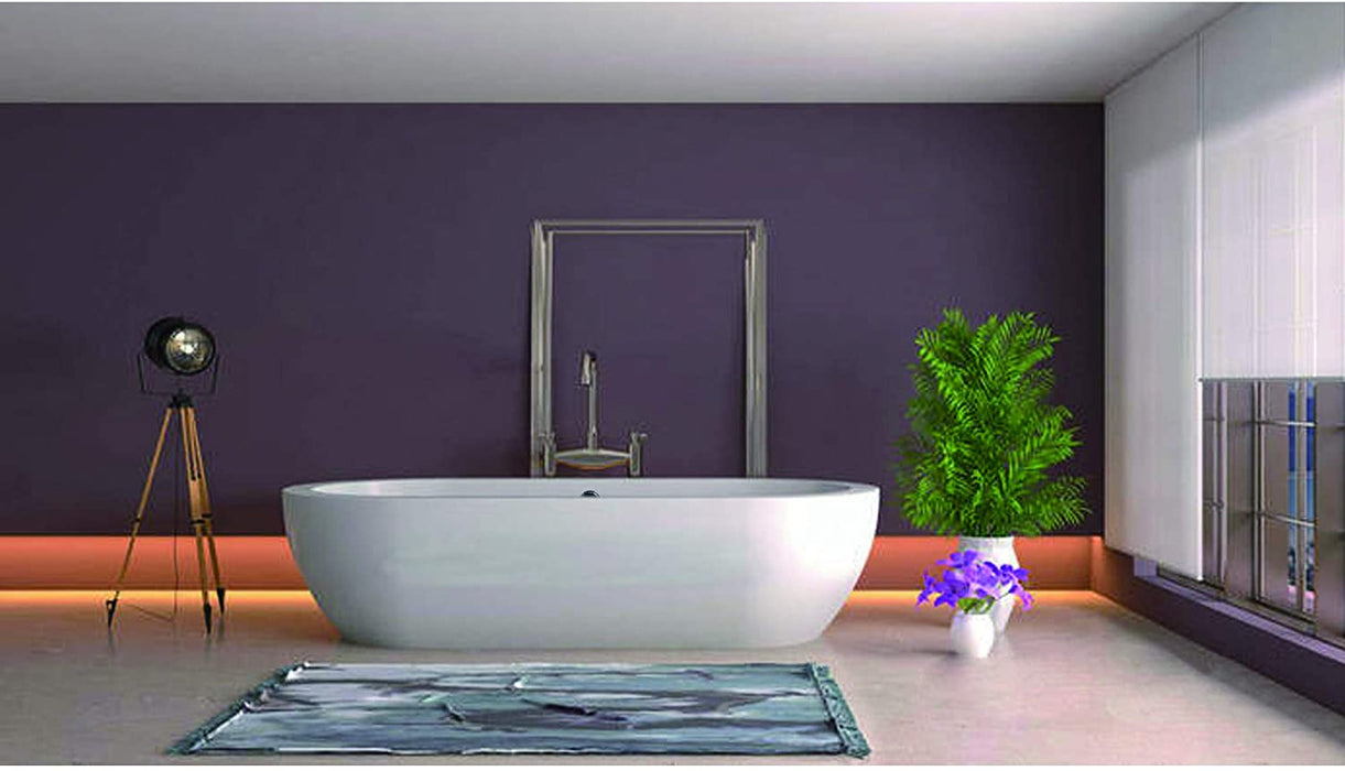 Vanity Art 71 x 34 Inches Freestanding White Acrylic Bathtub UPC certified Modern Stand Alone Soaking Tub - HomeBeyond