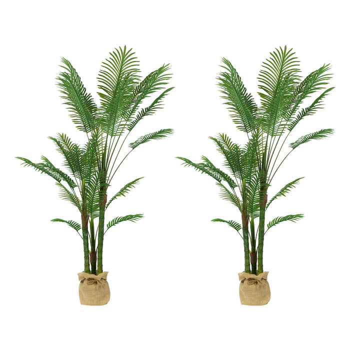 Vanity Art 72.44-inches Artificial Palm Plant in Pot | Stems Real Touch Artificial Faux Trees, Large Faux Potted Tropical Plant for Indoor or Outdoor Decoration, MLTGP-3327GR, (Set of 2) - HomeBeyond