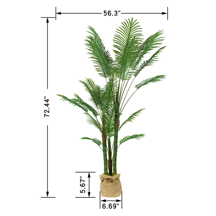Vanity Art 72.44-inches Artificial Palm Plant in Pot | Stems Real Touch Artificial Faux Trees, Large Faux Potted Tropical Plant for Indoor or Outdoor Decoration, MLTGP-3327GR, (Set of 2) - HomeBeyond