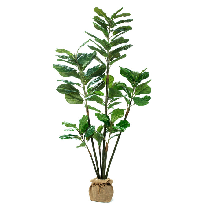 Vanity Art 73.23-inches Artificial Fiddle Leaf Fig Plant in Pot | Stems Real Touch Artificial Faux Trees Indoor Plants for Living Room, Entryway Table Decorations, MLTGP-1047GR, (Set of 2) - HomeBeyond