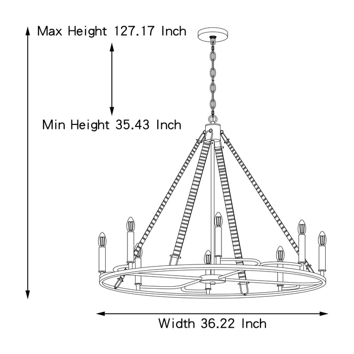 Vanity Art 8 Light Wagon Wheel Candle Style Chandelier, Modern Hanging Lighting, Ceiling Lights Fixtures for Dining Room Living Room Bed Room Kitchen - HomeBeyond