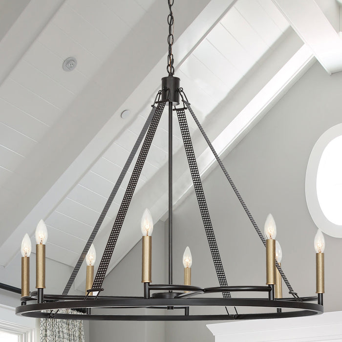 Vanity Art 8 Light Wagon Wheel Candle Style Chandelier, Modern Hanging Lighting, Ceiling Lights Fixtures for Dining Room Living Room Bed Room Kitchen - HomeBeyond