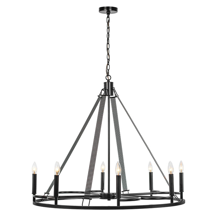 Vanity Art 8 Light Wagon Wheel Candle Style Chandelier, Modern Hanging Lighting, Ceiling Lights Fixtures for Dining Room Living Room Bed Room Kitchen - HomeBeyond