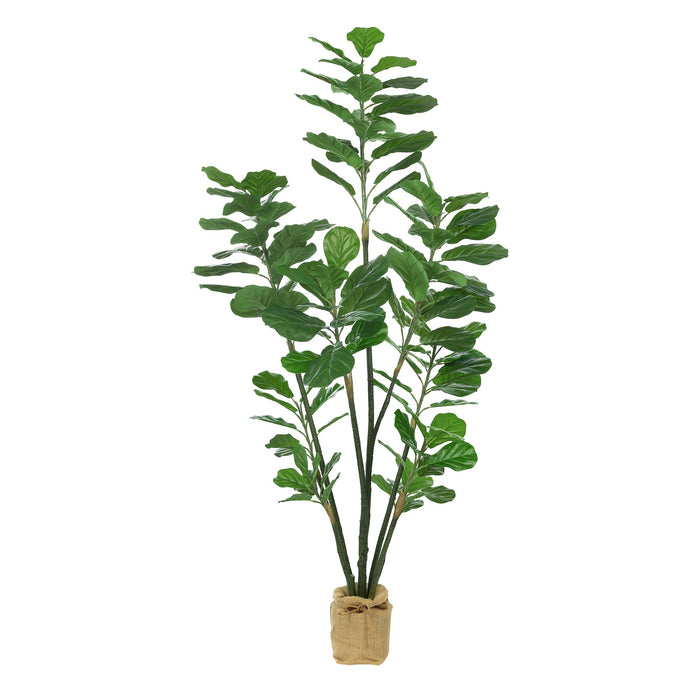 Vanity Art 82.68-inches Artificial Fiddle Leaf Fig Plant in Pot | Stems Real Touch Artificial Faux Trees Indoor Plants for Living Room, Entryway Table Decorations, MLTGP-1059GR, (Set of 2) - HomeBeyond