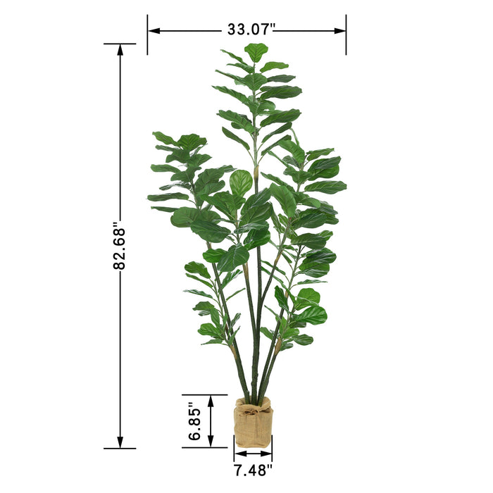 Vanity Art 82.68-inches Artificial Fiddle Leaf Fig Plant in Pot | Stems Real Touch Artificial Faux Trees Indoor Plants for Living Room, Entryway Table Decorations, MLTGP-1059GR, (Set of 2) - HomeBeyond