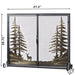 Vanity Art Classic Forest Brush Gold 2 Panel Iron Fireplace Screen with Doors MLT2015FP-BD - HomeBeyond