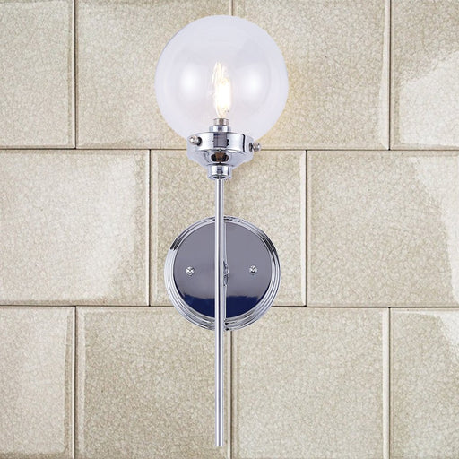 Vanity Art Elegant Bathroom Vanity 1-Light Clear Glass Shade Indoor Globe Wall Light Fixture Chrome Bath Vanity Light - 10101CH - HomeBeyond