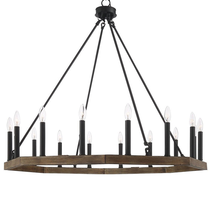 Vanity Art Farmhouse Vintage 16-Lights Wagon Wheel Chandelier Lights Ceiling Light Fixture For Living Room Dining Room - 10586DW-BK - HomeBeyond