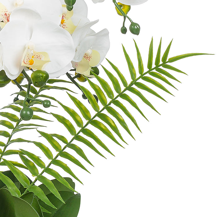 Vanity Art Faux Phalaenopsis Orchid Floral Arrangement in Ceramics Vase | 12 Stems 25.2" Artificial Real Touch Silk Orchids in Gold Ceramic Pot for Home Office Decoration, MLTAO-1070JS - HomeBeyond