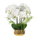 Vanity Art Faux Phalaenopsis Orchid Floral Arrangement in Ceramics Vase | 12 Stems 25.2" Artificial Real Touch Silk Orchids in Gold Ceramic Pot for Home Office Decoration, MLTAO-1070JS - HomeBeyond