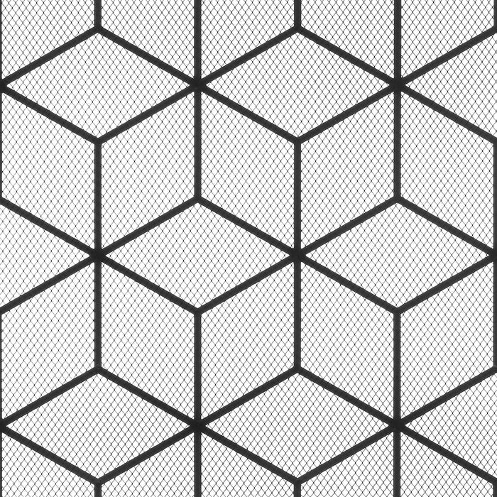 Vanity Art Iron Fireplace Screen | Heavy-Duty and Heat-Resistant Indoor Single Panel Geometric Pattern Iron Fireplace Screen with 29.33-inch Height, Black, MLT3022FP-BK - HomeBeyond