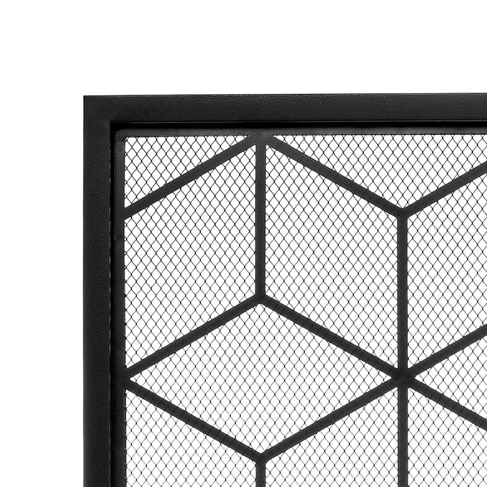 Vanity Art Iron Fireplace Screen | Heavy-Duty and Heat-Resistant Indoor Single Panel Geometric Pattern Iron Fireplace Screen with 29.33-inch Height, Black, MLT3022FP-BK - HomeBeyond