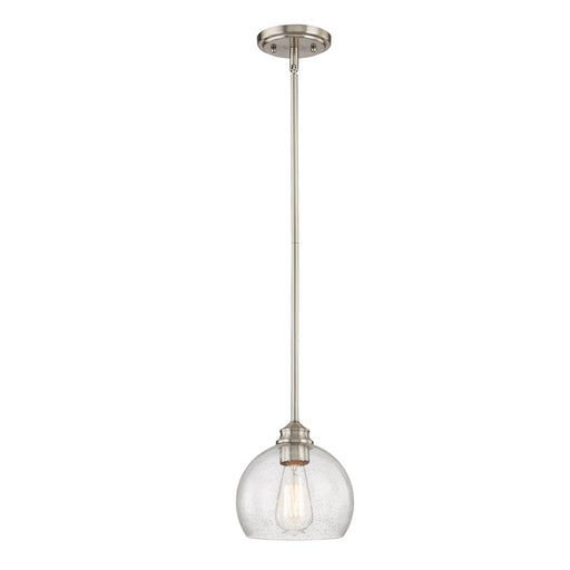 Vanity Art Modern 1-Light Kitchen Island Mini Pendant Lighting in Satin Nickel with Clear Seedy Glass Shade Farmhouse Hanging Lamp Single Ceiling Light Fixture MS222-1SN-SY - HomeBeyond