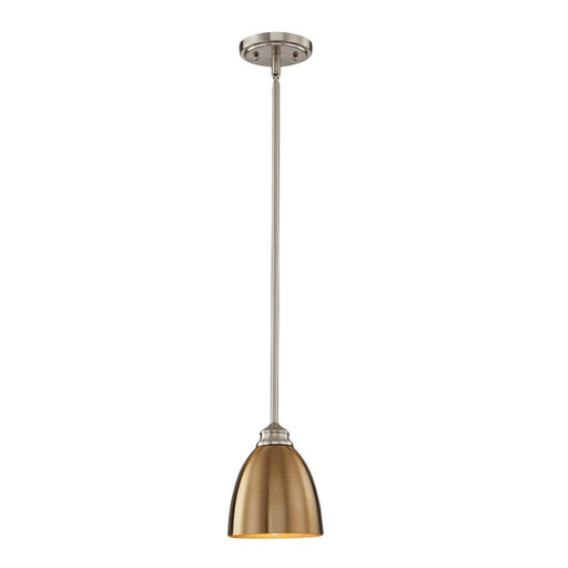 Vanity Art Modern 1-Light Kitchen Island Mini Pendant Lighting in Satin Nickel with Painted Gold Metal Shade Farmhouse Hanging Lamp Single Ceiling Light Fixture MS221-1SN-GL - HomeBeyond