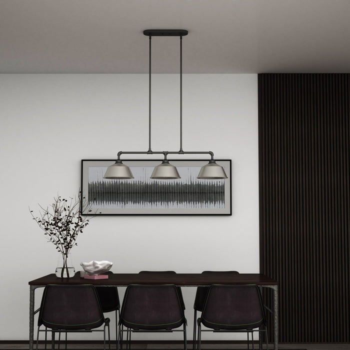 Vanity Art Modern 3-Lights Kitchen Island Bowl Pendant Lighting in Burning Gray with Painted Slive Metal Shade Farmhouse Hanging Lamp Linear Ceiling Light Fixture IL220-3BG-SL - HomeBeyond