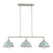 Vanity Art Modern 3-Lights Kitchen Island Bowl Pendant Lighting in Satin Nickel with Light Blue Metal Shade Farmhouse Hanging Lamp Linear Ceiling Light Fixture IL220-3SN-BL - HomeBeyond