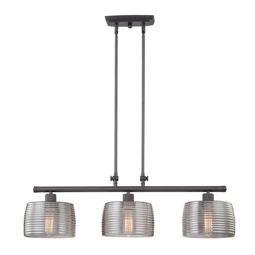Vanity Art Modern 3-Lights Kitchen Island Drum Pendant Lighting in Black and Gray with Smoked Glass Shade Farmhouse Hanging Lamp Linear Ceiling Light Fixture - HomeBeyond