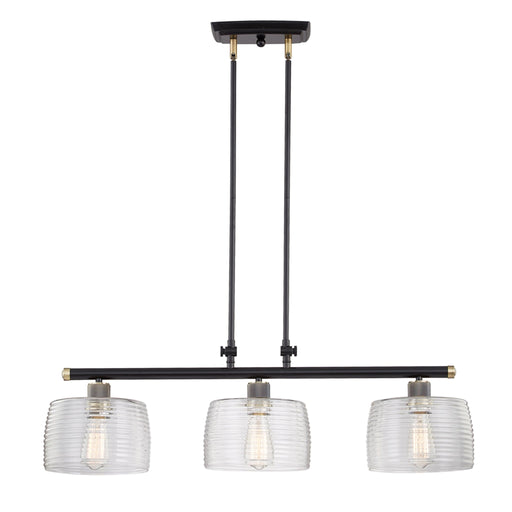 Vanity Art Modern 3-Lights Kitchen Island Drum Pendant Lighting in Black W/Antique Brass with Clear Glass Shade Farmhouse Hanging Lamp Linear Ceiling Light Fixture IL206-3BK-AB-CL - HomeBeyond