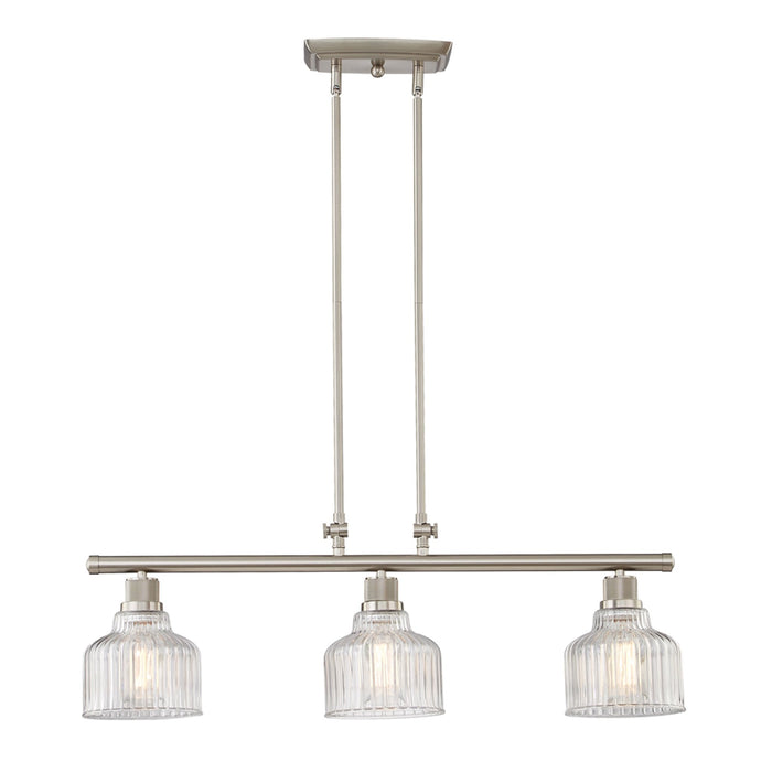 Vanity Art Modern 3-Lights Kitchen Island Pendant Lighting in Satin Nickel with Clear Glass Shade Farmhouse Hanging Lamp Linear Ceiling Light Fixture IL209-3SN-CL - HomeBeyond
