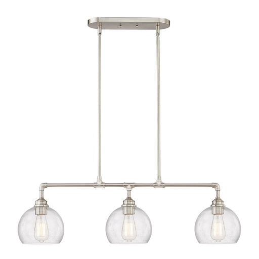Vanity Art Modern 3-Lights Kitchen Island Pendant Lighting in Satin Nickel with Clear Seedy Glass Shade Farmhouse Hanging Lamp Linear Ceiling Light Fixture IL222-3SN-SY - HomeBeyond