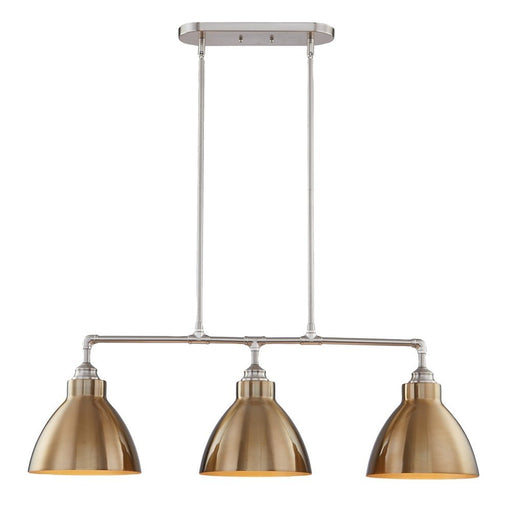Vanity Art Modern 3-Lights Kitchen Island Pendant Lighting in Satin Nickel with Painted Gold Metal Shade Farmhouse Hanging Lamp Linear Ceiling Light Fixture IL221-3SN-GL - HomeBeyond