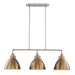 Vanity Art Modern 3-Lights Kitchen Island Pendant Lighting in Satin Nickel with Painted Gold Metal Shade Farmhouse Hanging Lamp Linear Ceiling Light Fixture IL221-3SN-GL - HomeBeyond