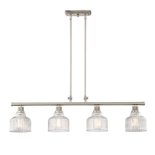 Vanity Art Modern 4-Lights Kitchen Island Pendant Lighting in Satin Nickel with Clear Glass Shade Farmhouse Hanging Lamp Linear Ceiling Light Fixture IL209-4SN-CL - HomeBeyond