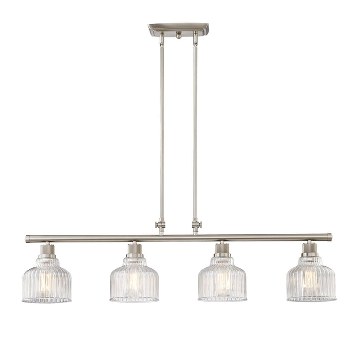 Vanity Art Modern 4-Lights Kitchen Island Pendant Lighting in Satin Nickel with Clear Glass Shade Farmhouse Hanging Lamp Linear Ceiling Light Fixture IL209-4SN-CL - HomeBeyond