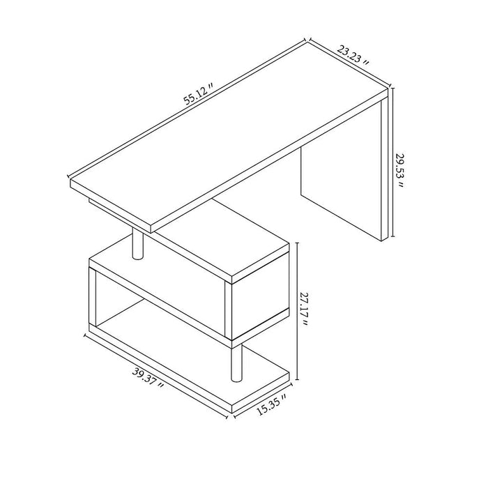 Vanity Art Modern Convertible L Shaped Swivel Rotation Corner Computer Desk with Shelves for Home Office - HomeBeyond