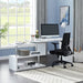 Vanity Art Modern Convertible L Shaped Swivel Rotation Corner Computer Desk with Shelves for Home Office - HomeBeyond