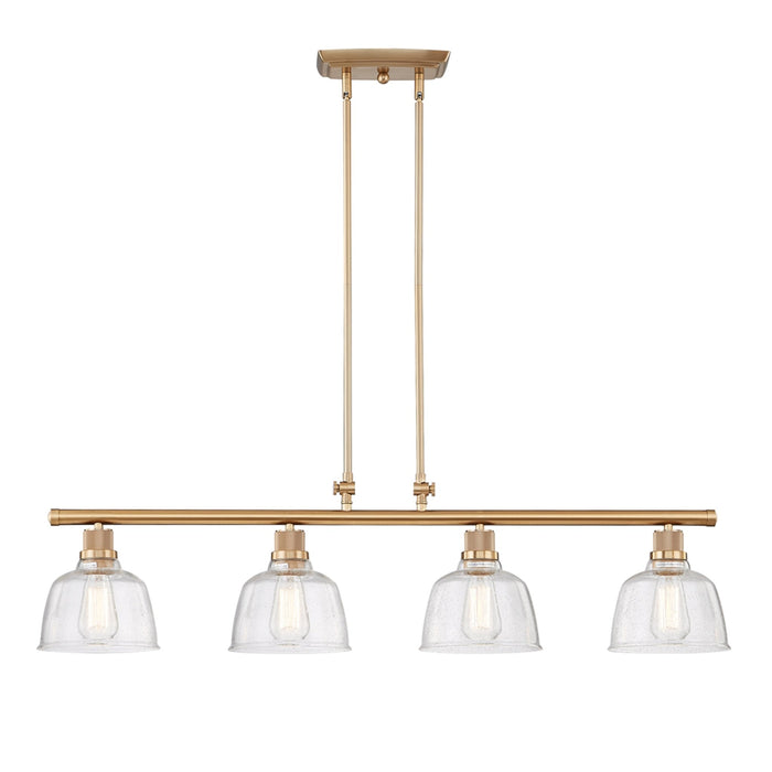 Vanity Art Modern Kitchen Island Drum Pendant Lighting in Satin Gold with Clear Seedy Glass Shade Farmhouse Hanging Lamp Linear Ceiling Light Fixture - HomeBeyond