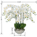 Vanity Art Plastic Phalaenopsis Orchids Floral Arrangement in Pot Home Decor | 14 Stems Real Touch White Artificial Flowers for Decoration with Green Leaf in Silver Ceramic Pot, MLTAO-1082YS - HomeBeyond