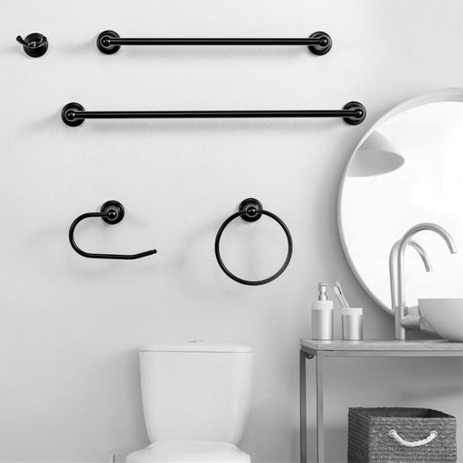 Vanity Art Polished Chrome/Matte Black 5 Pieces Bathroom Hardware Set, Bath Accessory Kit, Include Towel Bar, Toilet Paper Holder, Robe Hook, and Towel Ring LF31-CH/TRIGO31-MB - HomeBeyond