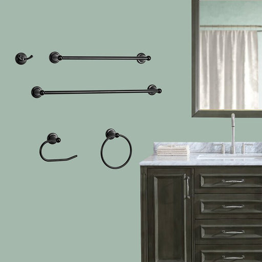 Vanity Art Polished Chrome/Matte Black 5 Pieces Bathroom Hardware Set, Bath Accessory Kit, Include Towel Bar, Toilet Paper Holder, Robe Hook, and Towel Ring LF31-CH/TRIGO31-MB - HomeBeyond