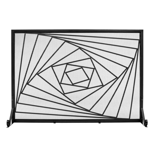 Vanity Art Single Iron Fireplace Screen | Heavy-Duty and Heat-Resistant Indoor Single Panel Rotation Pattern Iron Fireplace Screen with 29.33-inch Height, Black, MLT3038FP-BK - HomeBeyond