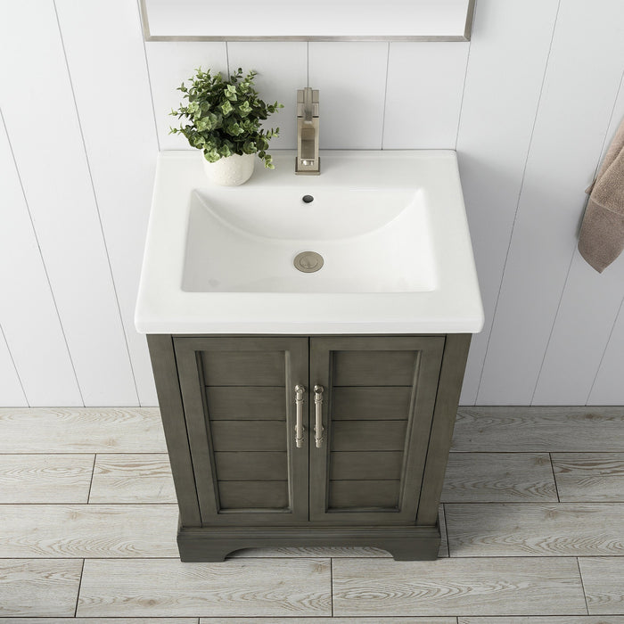 Vannes 24" Single Sink Bathroom Vanity in Silver Grey / White / Vintage Green - HomeBeyond