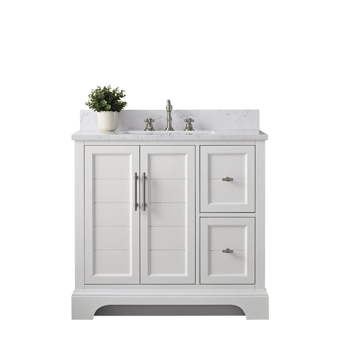 Vannes 36" Single Sink Bathroom Vanity in Silver Grey / White / Vintage Green - HomeBeyond