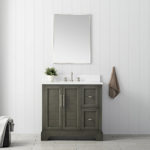 Vannes 36" Single Sink Bathroom Vanity in Silver Grey / White / Vintage Green - HomeBeyond